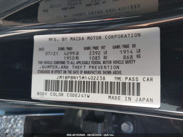 JM1BPBNY5M1402238 Mazda Mazda3 2.5 Turbo Premium Plus