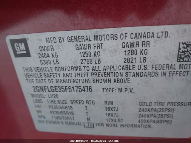 Chevrolet Equinox 2lt 2015 2GNFLGE35F6175476 Image 9