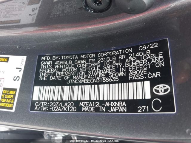 JTNC4MBE0N3188635 Toyota Corolla Xse
