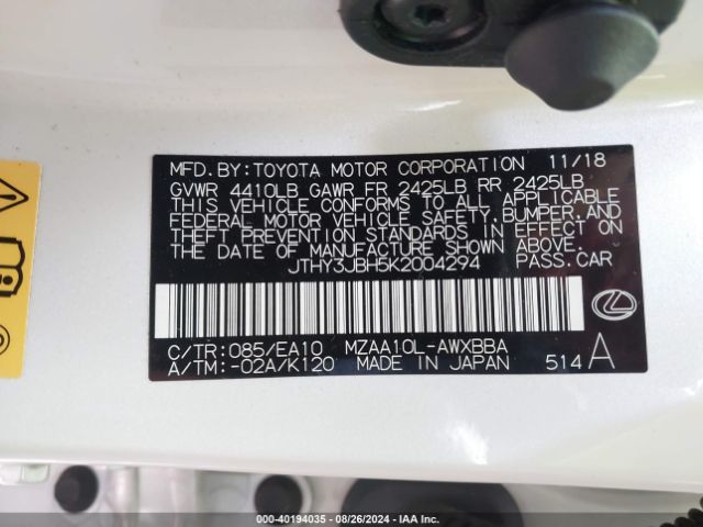 JTHY3JBH5K2004294 Lexus UX 200