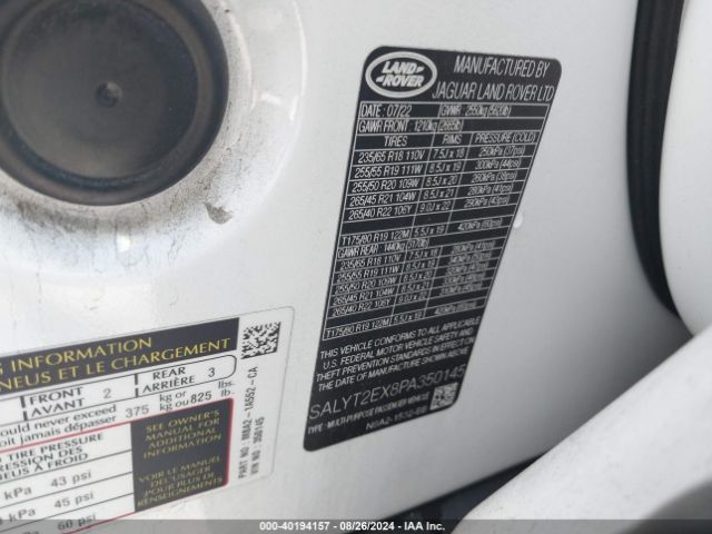 SALYT2EX8PA350145 Land Rover Range Rover Velar P250 R-dynamic S