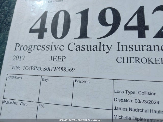 1C4PJMCS0HW588569 Jeep Cherokee Latitude 4x4