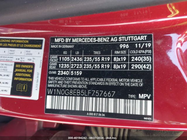 W1N0G8EB5LF757667 Mercedes-Benz Glc 300 4matic