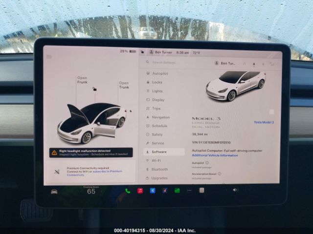 5YJ3E1EB0MF015510 Tesla Model 3 Long Range Dual Motor All-wheel Drive