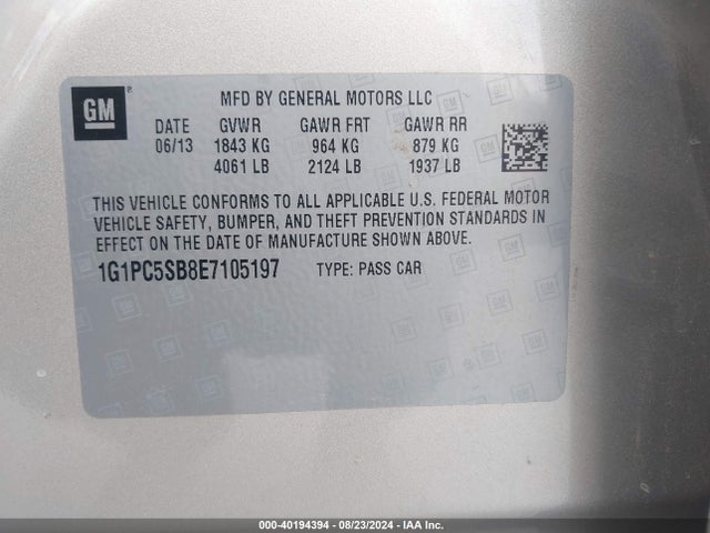 Chevrolet Cruze 1lt Auto 2014 1G1PC5SB8E7105197 Image 9