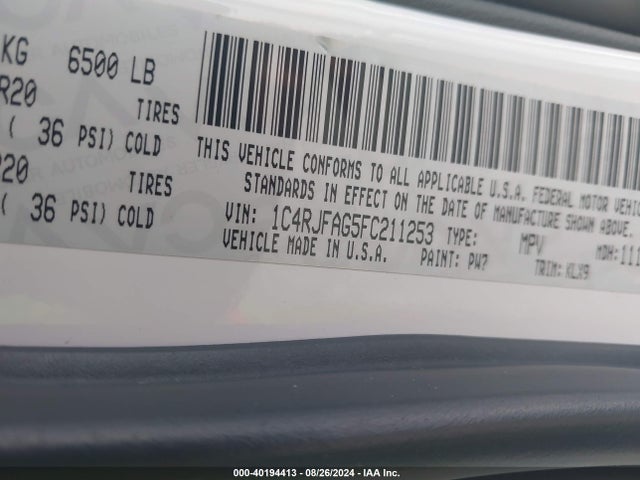 1C4RJFAG5FC211253 Jeep Grand Cherokee Altitude