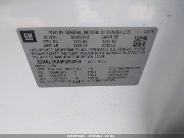 2GNALAEK4F6333269 Chevrolet EQUINOX LS
