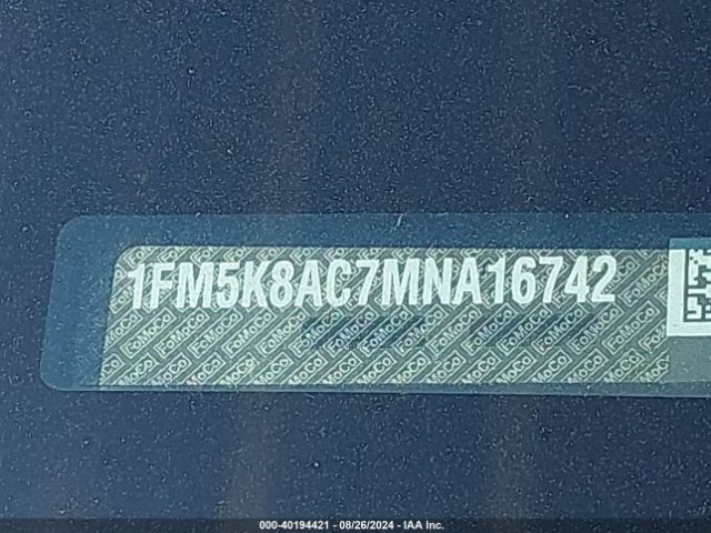 1FM5K8AC7MNA16742 Ford Police Interceptor Utility