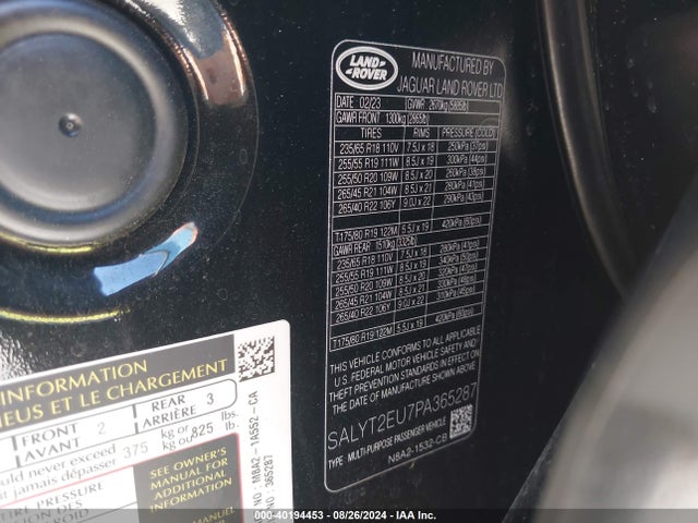 SALYT2EU7PA365287 Land Rover Range Rover Velar P340 R-dynamic S Mhev