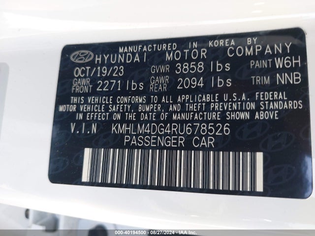 Hyundai ELANTRA SEL 2024 KMHLM4DG4RU678526 Image 9