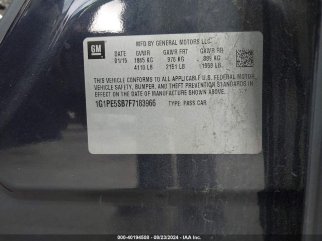 1G1PE5SB7F7183966 Chevrolet Cruze 2lt Auto