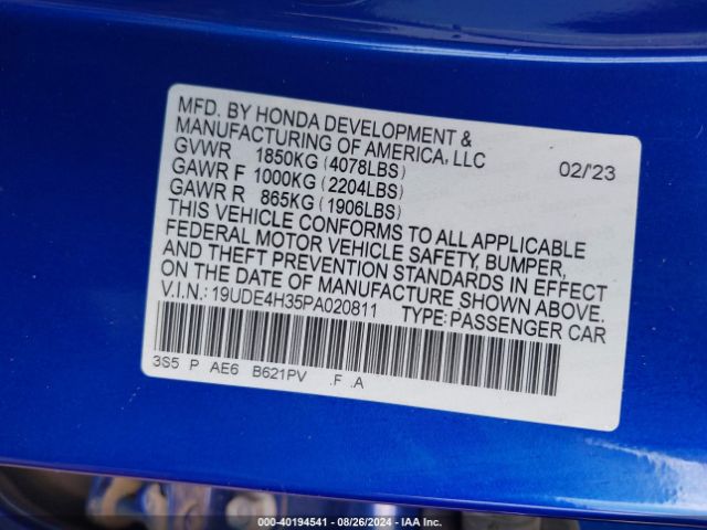 19UDE4H35PA020811 Acura Integra A-spec