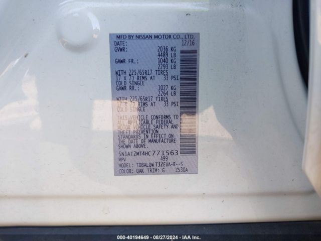 5N1AT2MT4HC771563 Nissan ROGUE SV