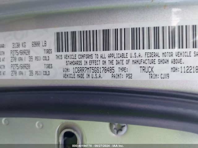 1C6RR7MT5GS178485 RAM 1500 Sport