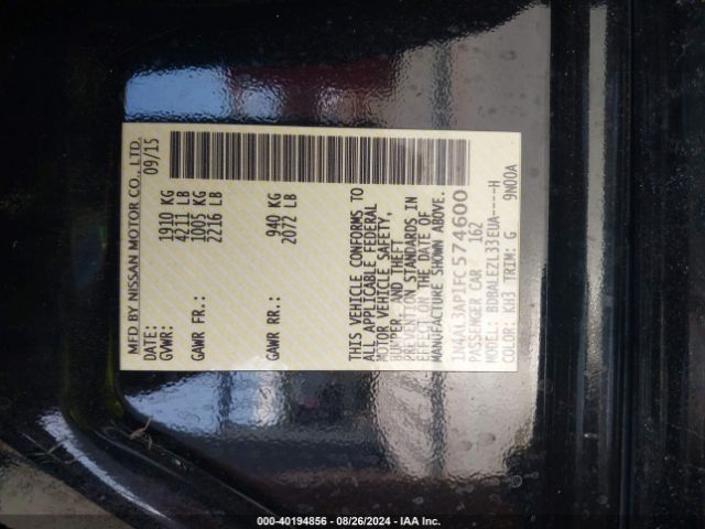 1N4AL3AP1FC574600 Nissan Altima 2.5 S