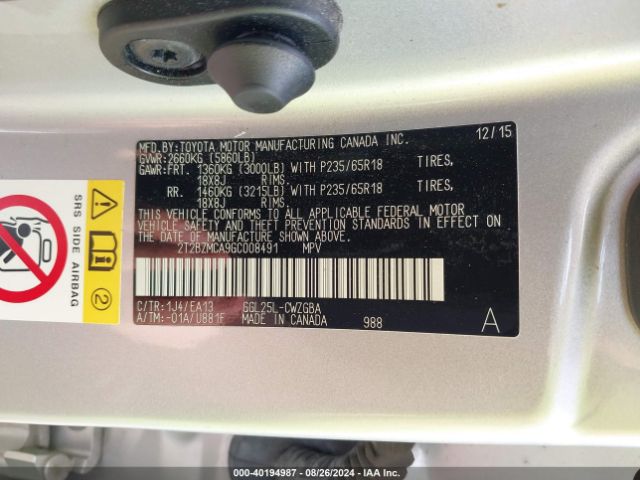 2T2BZMCA9GC008491 Lexus RX 350