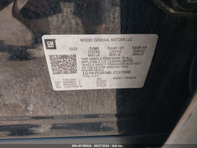1GYKPGRS6LZ137598 Cadillac Xt6 Awd Sport