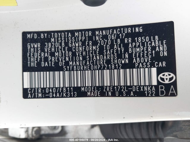 Toyota COROLLA LE 2017 5YFBURHE0HP721812 Image 9