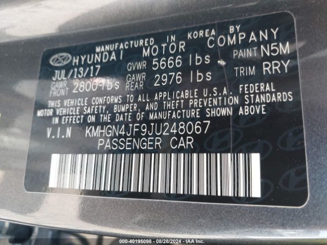 KMHGN4JF9JU248067 Genesis G80 5.0 Ultimate