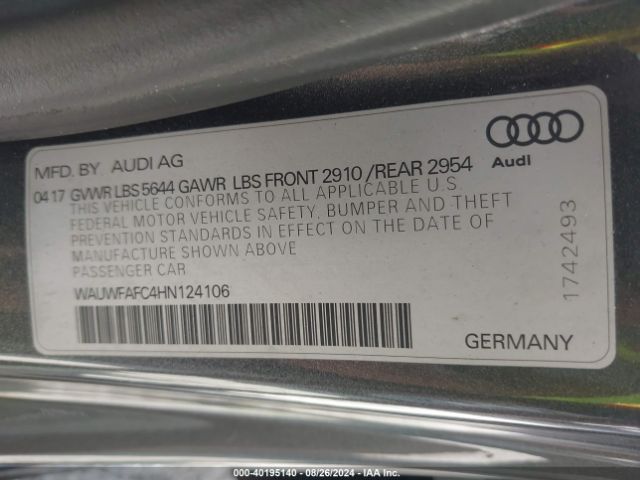 WAUWFAFC4HN124106 Audi S7 4.0t Premium Plus