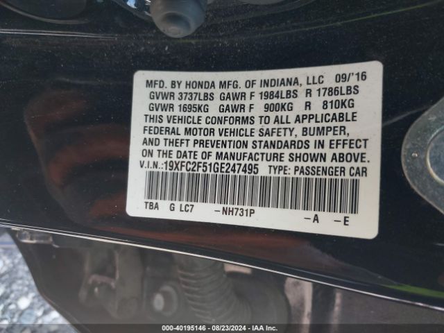 19XFC2F51GE247495 Honda Civic Lx