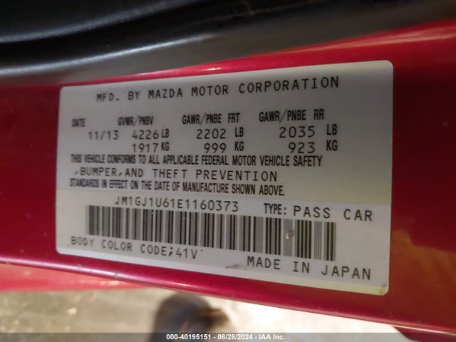 JM1GJ1U61E1160373 Mazda Mazda6 I Sport