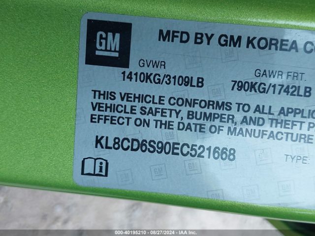 KL8CD6S90EC521668 Chevrolet Spark 1lt Auto