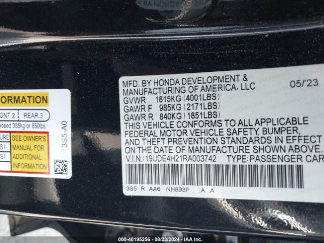 19UDE4H21RA003742 Acura Integra