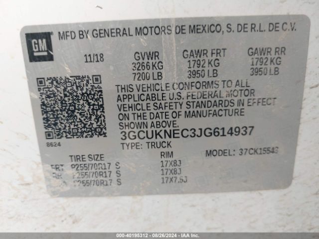 3GCUKNEC3JG614937 Chevrolet Silverado 1500 Wt