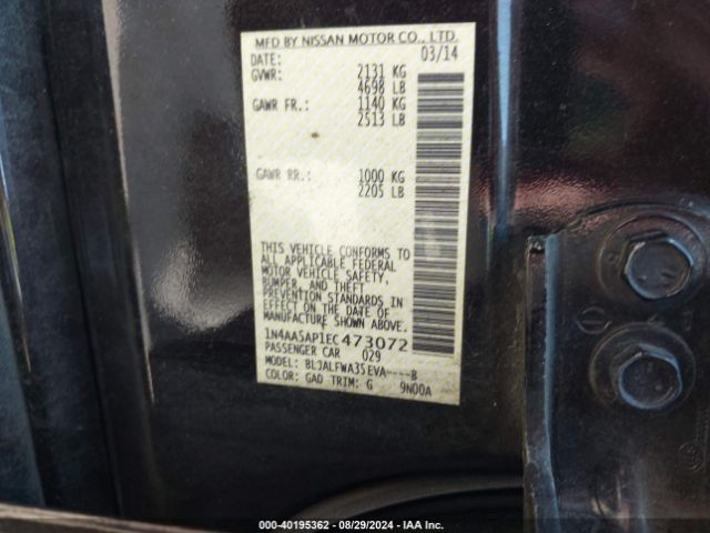 1N4AA5AP1EC473072 Nissan Maxima 3.5 Sv