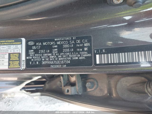 3KPFK4A70JE187594 KIA FORTE LX