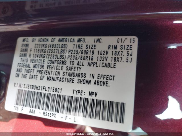 5J8TB3H31FL015901 Acura RDX