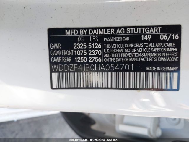 WDDZF4JB0HA054701 Mercedes-Benz E 300