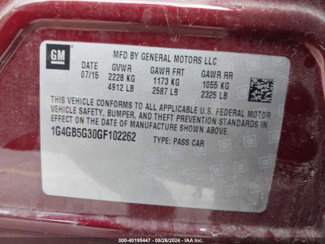 1G4GB5G30GF102262 Buick Lacrosse Leather