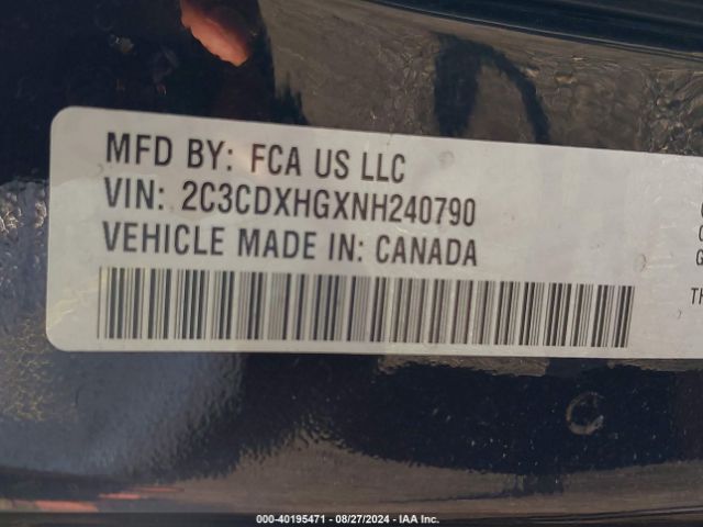 2C3CDXHGXNH240790 Dodge Charger Gt Rwd