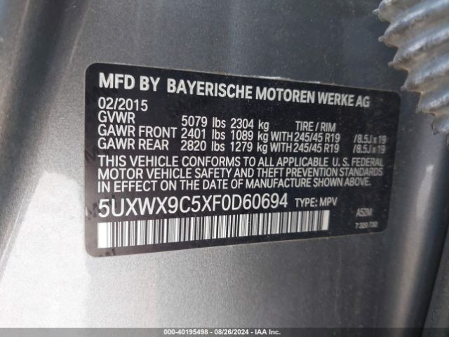 5UXWX9C5XF0D60694 BMW X3 Xdrive28i