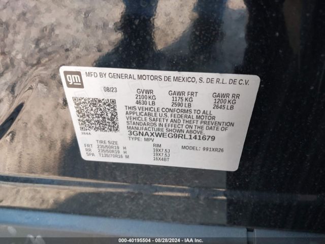3GNAXWEG9RL141679 Chevrolet Equinox Awd Rs