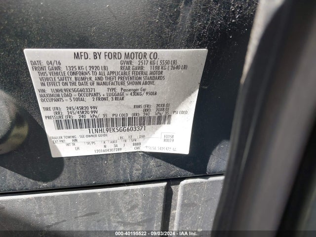 1LNHL9EK5GG603371 Lincoln MKS