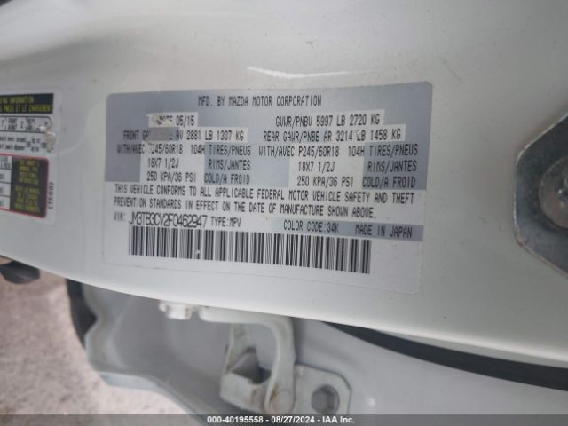 JM3TB3CV2F0462947 Mazda Cx-9 Touring