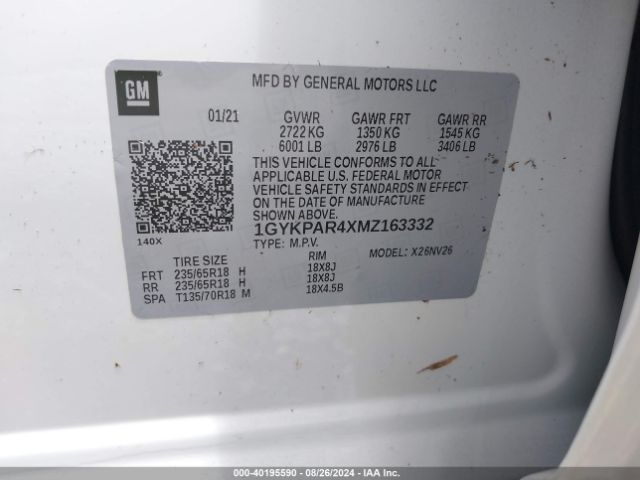 1GYKPAR4XMZ163332 Cadillac Xt6 Fwd Luxury