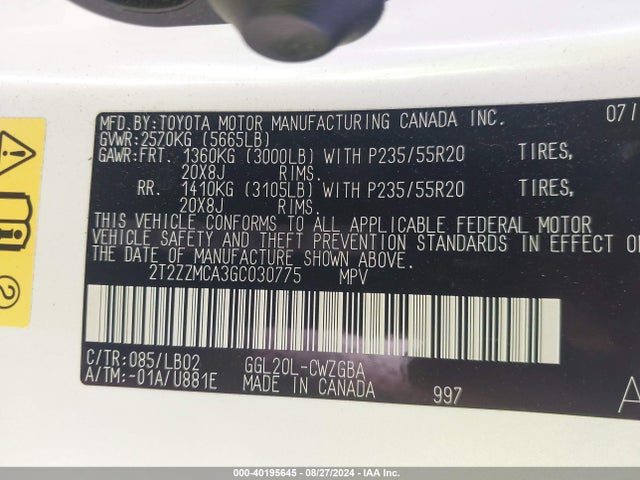 Lexus RX 350 2016 2T2ZZMCA3GC030775 Image 9