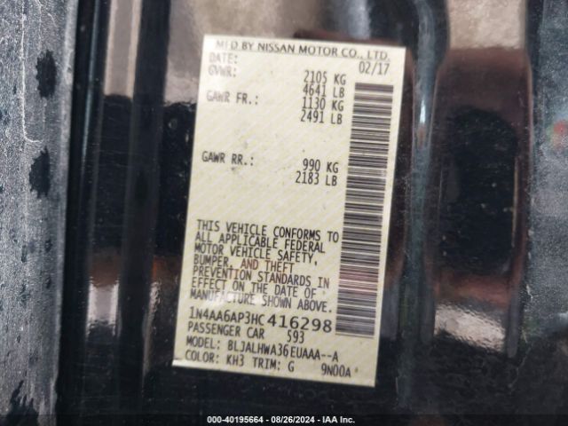 1N4AA6AP3HC416298 Nissan Maxima 3.5 Platinum