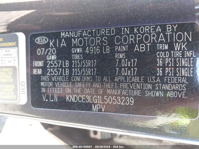 KIA Niro Ev Ex Premium 2020 KNDCE3LG1L5053239 Image 8