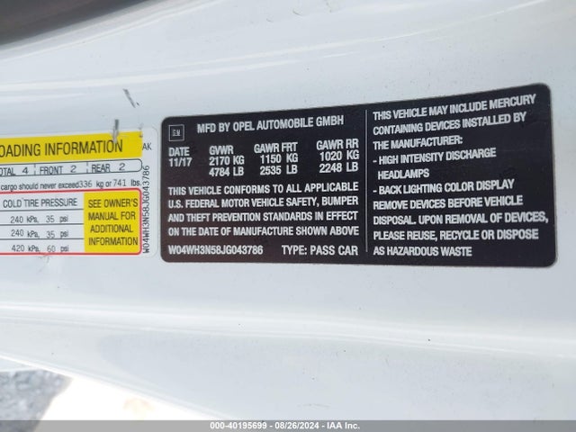 Buick Cascada Premium 2018 W04WH3N58JG043786 Image 9