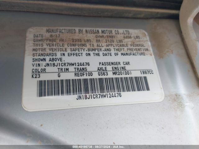 JN1BJ1CR7HW124476 Nissan Rogue Sport Sv