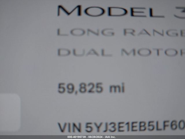 5YJ3E1EB5LF607080 Tesla Model 3 Long Range Dual Motor All-wheel Drive