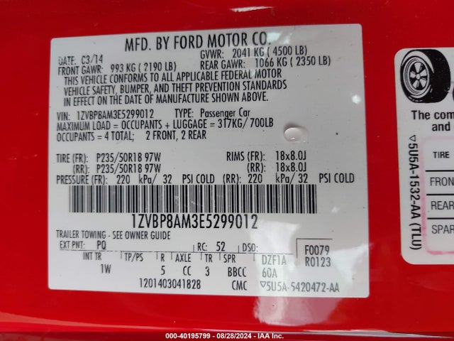 Ford Mustang V6 2014 1ZVBP8AM3E5299012 Image 9