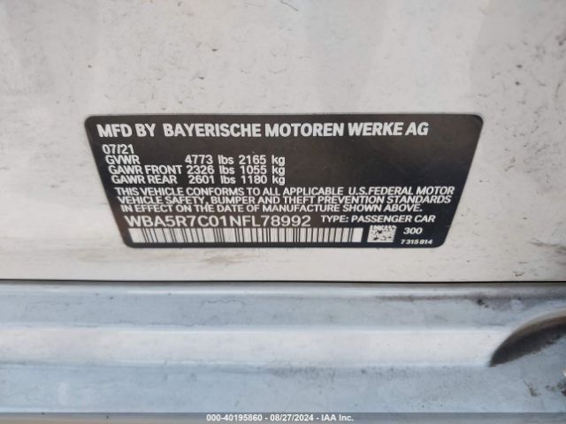 WBA5R7C01NFL78992 BMW 330i Xdrive