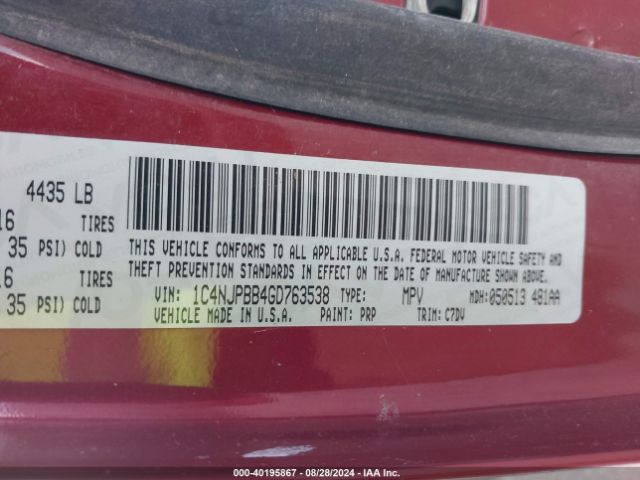 1C4NJPBB4GD763538 Jeep Patriot Sport