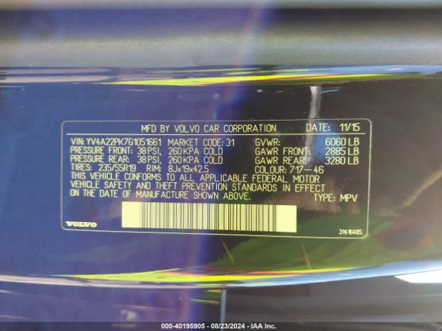 YV4A22PK7G1051661 Volvo Xc90 T6 Momentum
